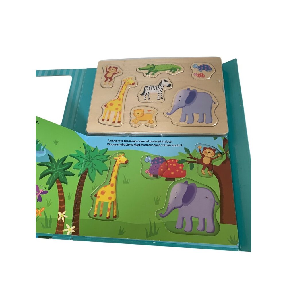 Melissa & Doug Book & Puzzle Play Set Zoo Animals Jungle Wooden Ages 2+ 7 Piece - Picture 3 of 4